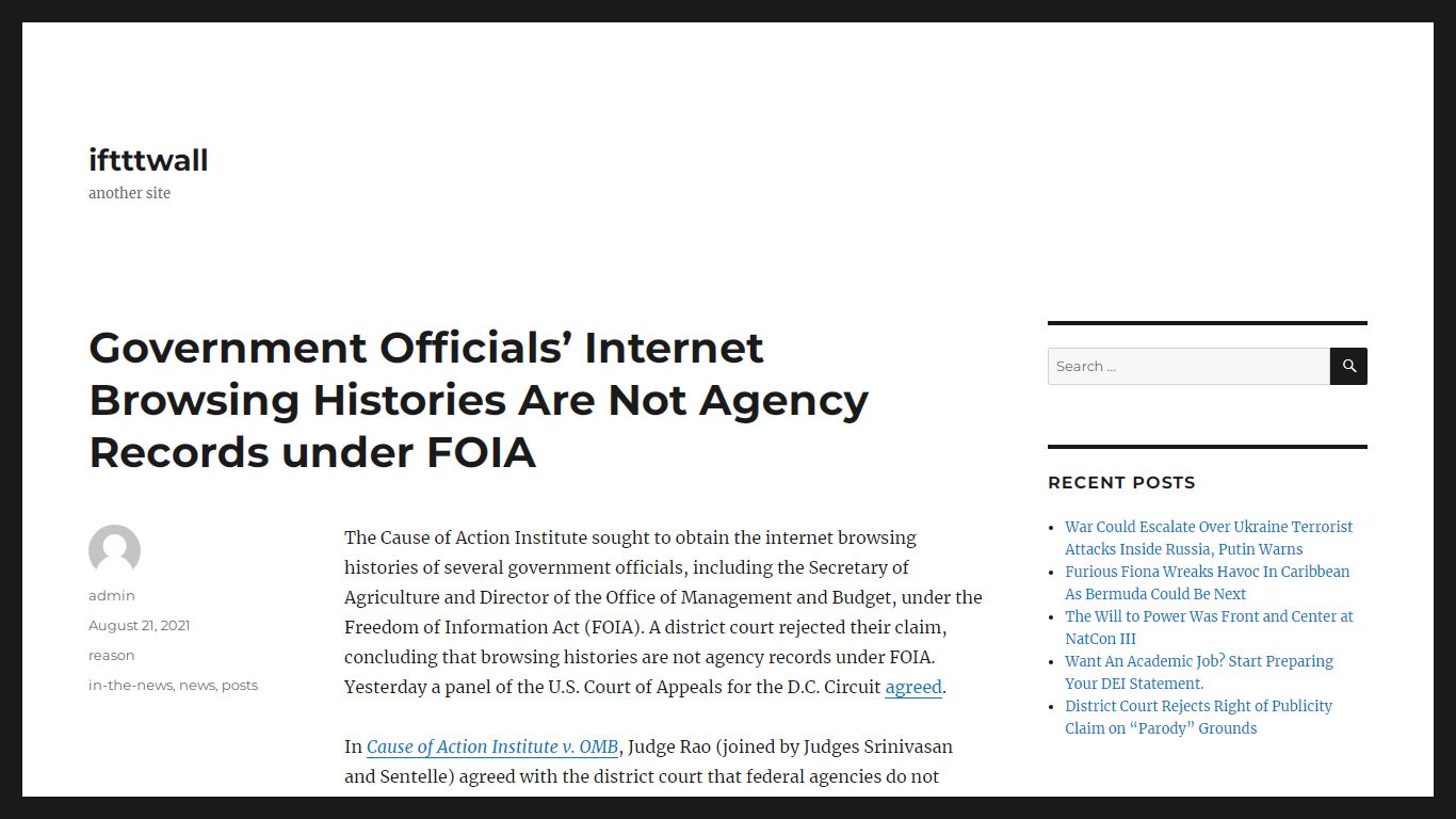 Government Officials’ Internet Browsing Histories Are Not Agency ...